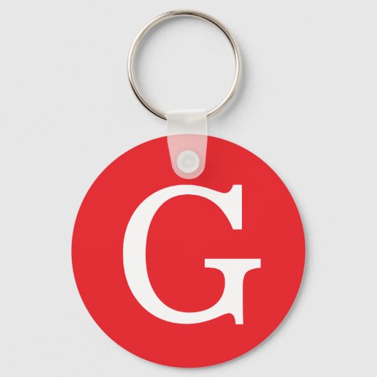 Initial Letter Monogram Red White Plain Simple Sleutelhanger (Voorkant)