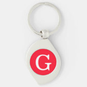 Initial Letter Monogram Red White Plain Simple Sleutelhanger (Voorkant)