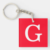 Initial Letter Monogram Red White Plain Simple Sleutelhanger (voorkant)