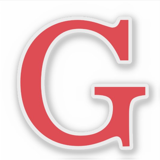 Initial Letter Monogram Red White Plain Simple Sticker (Voorkant)