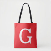 Initial Letter Monogram Red White Plain Simple Tote Bag (Voorkant)