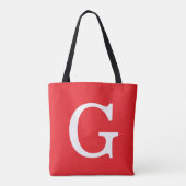 Initial Letter Monogram Red White Plain Simple Tote Bag (Achterkant)