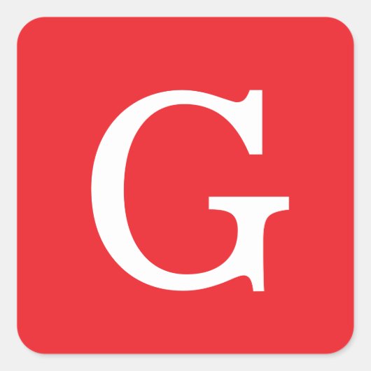 Initial Letter Monogram Red White Plain Simple Vierkante Sticker (Voorkant)