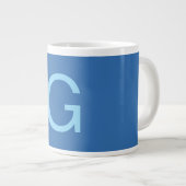 Initial Letter Monogram Steel Blue Custom Plain Grote Koffiekop (Voorkant rechts)