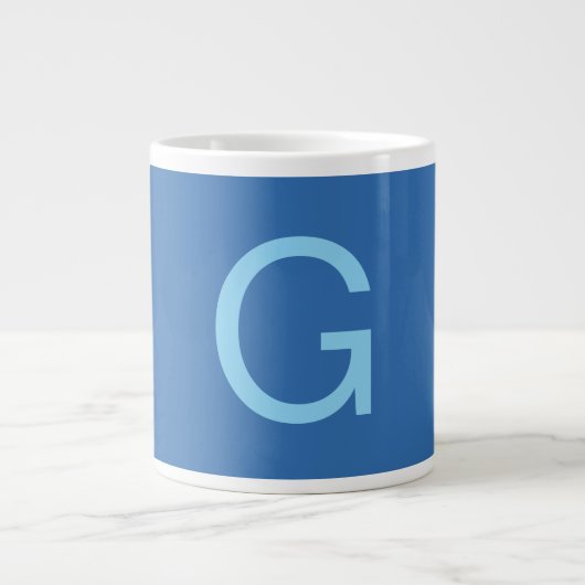 Initial Letter Monogram Steel Blue Custom Plain Grote Koffiekop (Voorkant)