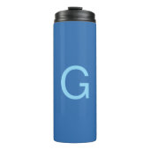 Initial Letter Monogram Steel Blue Custom Plain Thermosbeker (Voorkant)
