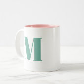 Initial Letter | Trendy modern monogran Tweekleurige Koffiemok (Voorkant links)