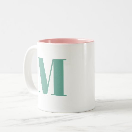 Initial Letter | Trendy modern monogran Tweekleurige Koffiemok (Voorkant links)