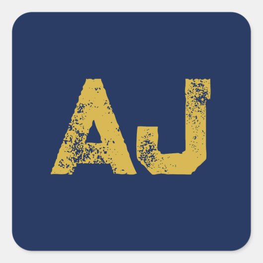 Initial Letters Monogram Gold & Blue Plain Simple Vierkante Sticker (Voorkant)