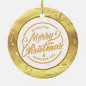  Initial Monogram M Christmas - Gold, Teal & Blue Keramisch Ornament (Achterkant)