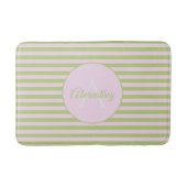 Initial Monogram & Name Pastel Pink Green Striped Badmat (Voorkant)
