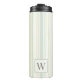 Initial Neutral Dusty Blue Stripe Rustic Farmhouse Thermosbeker (Voorkant)