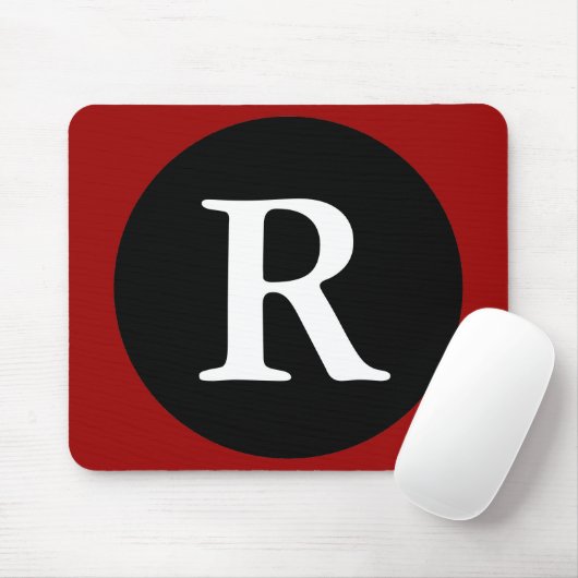 Initial R / Letter R Red Black & White Mousepad Muismat (Met muis)