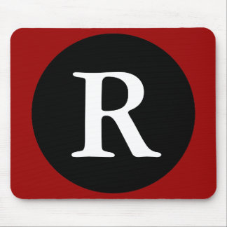 Initial R / Letter R Red Black & White Mousepad Muismat