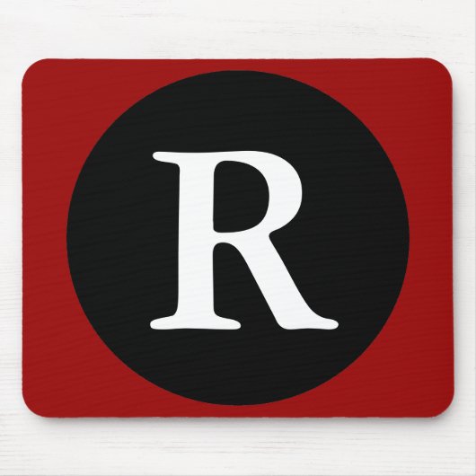 Initial R / Letter R Red Black & White Mousepad Muismat (Voorkant)