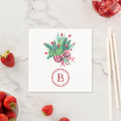 Initial, Red & Green Christmas Bouquet Party Paper Servet (Insitu)