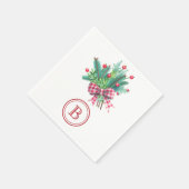 Initial, Red & Green Christmas Bouquet Party Paper Servet (Hoek)