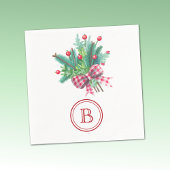 Initial, Red & Green Christmas Bouquet Party Paper Servet