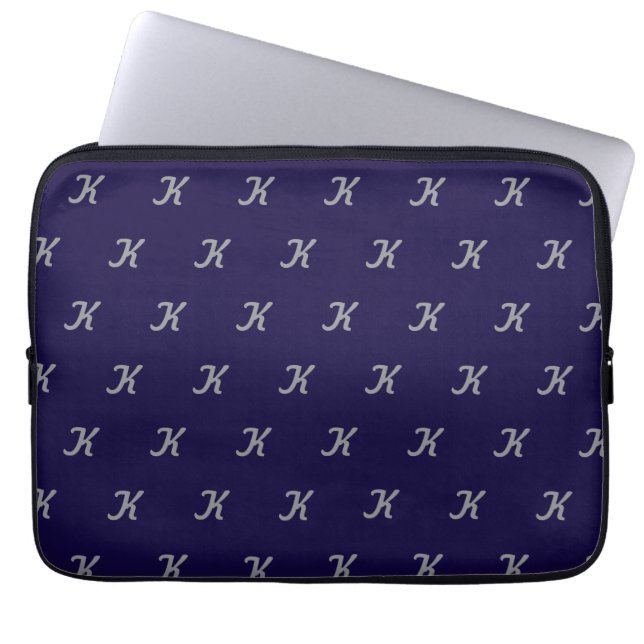 Initial Tablet Case (Navy Blue & Silver) (Voorkant)