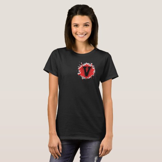 Initial V Monogram Letter Custom Personalized Cust T-shirt (Voorkant volledig)