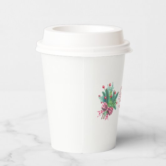 Initial, Watercolor Berries & Greenery Bouquet Papieren Bekers (Rechts)