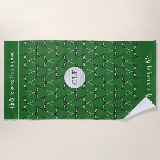 Initialen Aangepaste tekst groen Strandlaken (Voorkant)