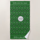 Initialen Aangepaste tekst groen Strandlaken (Voorkant)