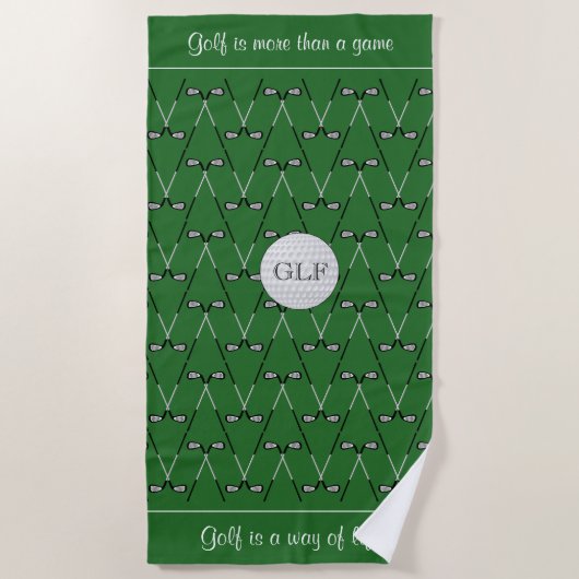 Initialen Aangepaste tekst groen Strandlaken (Voorkant)