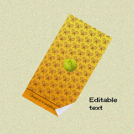 Initialen aangepaste tekst tennispatroon oranje ge strandlaken