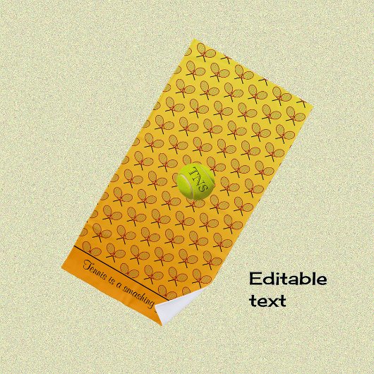 Initialen aangepaste tekst tennispatroon oranje ge strandlaken