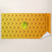 Initialen aangepaste tekst tennispatroon oranje ge strandlaken (Voorkant)