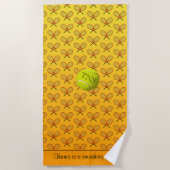 Initialen aangepaste tekst tennispatroon oranje ge strandlaken (Voorkant)