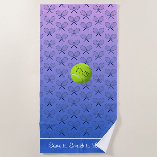 Initialen aangepaste tekst voorzien van een blauwe strandlaken (Voorkant)