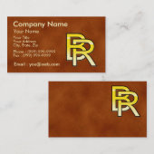 initialen B en R in goud op een lederbodem Visitekaartje (Voorkant / Achterkant)