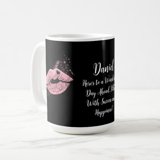 Initialen bewerkbaar monogram MesAje & foto zwart Koffiemok (Voorkant links)