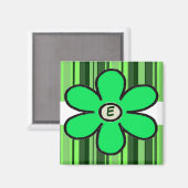 Initialen bloemenstreep magneet (Voorkant / Achterkant)