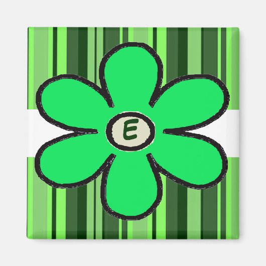 Initialen bloemenstreep magneet (Voorkant)