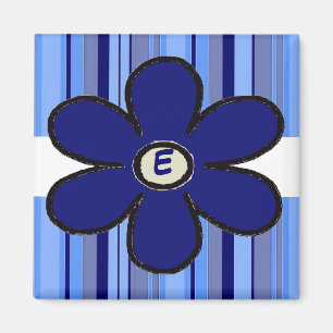 Initialen bloemenstreep magneet