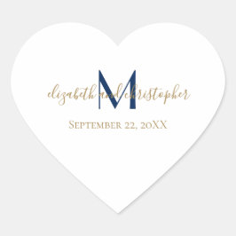 Initialen Blue Gold Wedding Hart Sticker