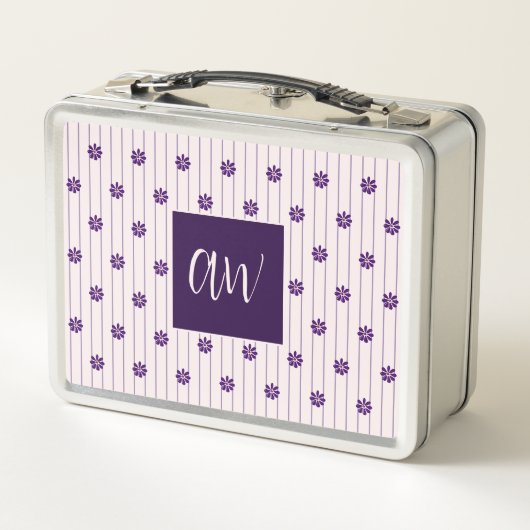 Initialen Blush & Violet Stripes Bloempatroon (Achterkant)