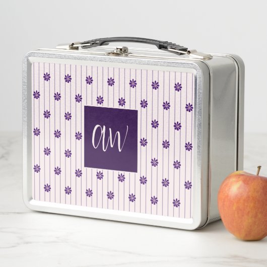 Initialen Blush & Violet Stripes Bloempatroon (In situ)