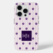 Initialen Blush & Violet Stripes Bloempatroon Case-Mate iPhone Case (Achterkant)