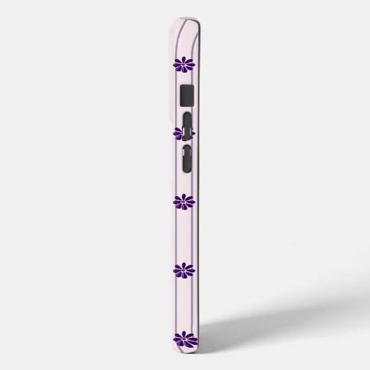 Initialen Blush & Violet Stripes Bloempatroon Case-Mate iPhone Case (Achterkant / Links)