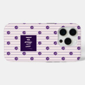 Initialen Blush & Violet Stripes Bloempatroon Case-Mate iPhone Case (Achterkant (horizontaal))