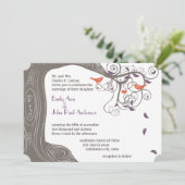 Initialen Boom Tangerine Bird Wedding Invitation Kaart (Staand voorkant)