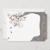Initialen Boom Tangerine Bird Wedding Invitation Kaart (Achterkant)