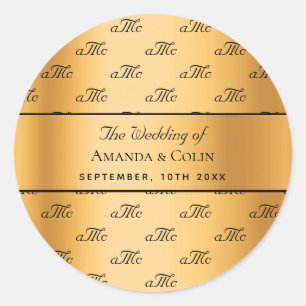 Initialen bruiloft gouden monogram ronde sticker