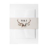 Initialen bruiloft met bijtende bloemen en geweien uitnodigingen wikkel (Voorkant Voorbeeld)