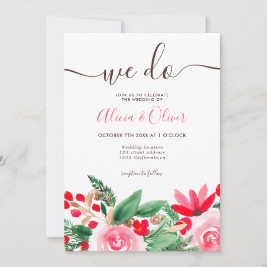 Initialen bruiloft met  kerstfeestdagen kaart (Voorkant)