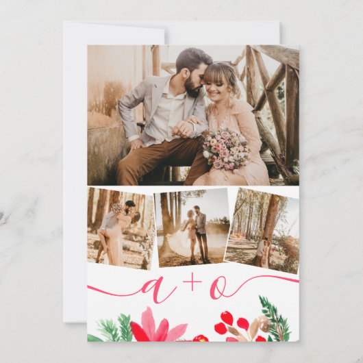 Initialen bruiloft met  kerstfeestdagen kaart (Achterkant)